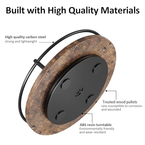 Kokstop 01 Lazy Susan Organizer:9 Inch Rotating Spice Rack For Kitchen Countertop Round Wooden Turntable Holder thumb #1