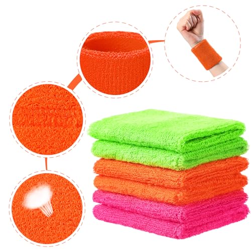 Image of Willbond Wrist Sweatbands, Sports Sweatbands for Competition, Sweat Absorbent, for Basketball, Tennis, Football, Running and Work (Pack of 6)