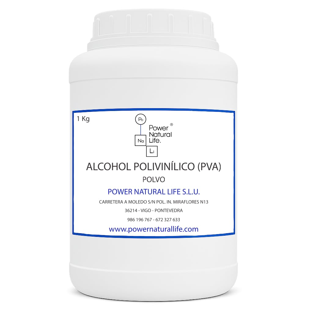 Alcohol Polivinílico (PVA) en Polvo | Power Natural Life | Bote 1 kg | Uso Técnico e Industrial | Polímero Soluble en Agua | Materia Prima Química