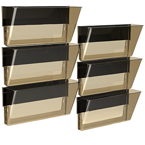 Storex Magnetic Wall Pocket, 16 x 4 x 7 Inches, Legal, Smoke, (70241U06C) Pack of 6