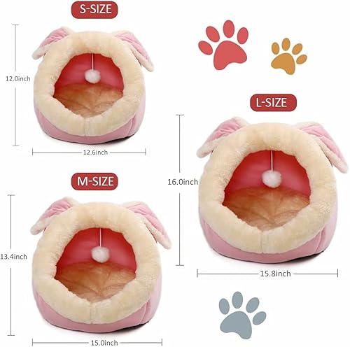 Miniatura 2 de Camas para gatos de interior, cama pequeña para perros con parte inferior antideslizante, cueva para gatos pequeños en forma de conejo con juguete