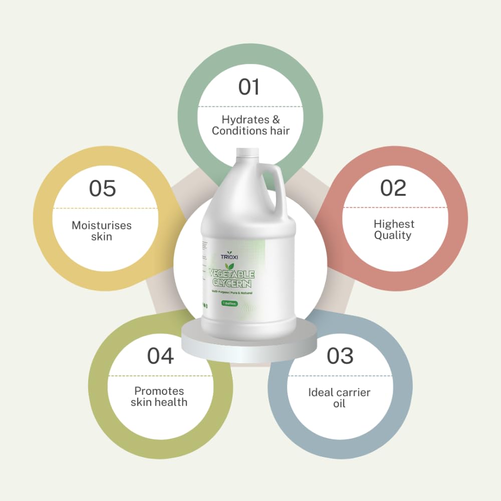 Trioxi Organic Vegetable Glycerin 1 Gallon – Ideal for Skincare, Hair Care & Homemade Products