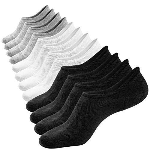 Mottee&Zconia Mens Low Cut No Show Casual Mesh Comfy Cotton Non-Slip Socks 6 pack Size M