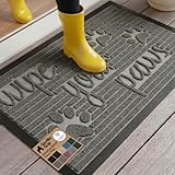 GORILLA GRIP 100% Waterproof All-Season WeatherMAX Doormat US Designed Natural Rubber, Stain and Fade Resistant, Low Profile Indoor Outdoor Door Mats, Easy Clean Patio Mat, 29x17, Stone Paws