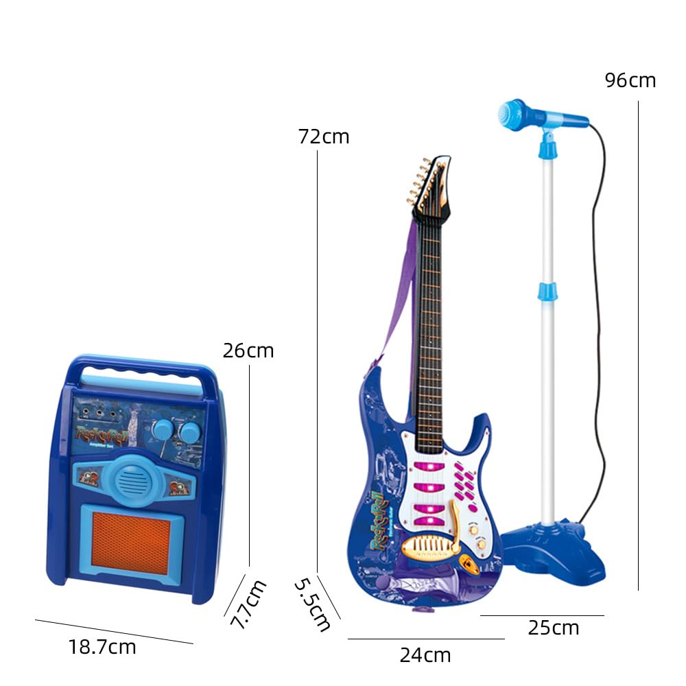 Btuty Mikrofon karaoke zestaw muzyczny do gitary wielofunkcyjny zestaw instrumentów muzycznych Regulowana głośność Zamknięte pokrętła Gitara elektryczna ze wzmacniaczem mikrofonu