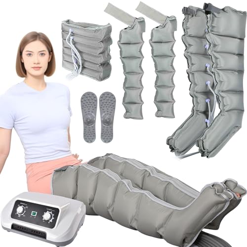 Presoterapia 6 Camaras Cuerpo Completo | Pressoterapia a Casa Piernas Abdomen Brazos | Maquina Presoterapia Ajustable 0-30 Min