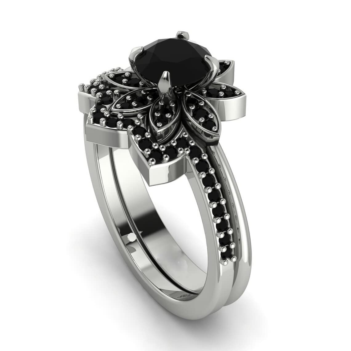 Ensemble de Fleurs minimalistes empilables en argent 925 pour mariage - 6
