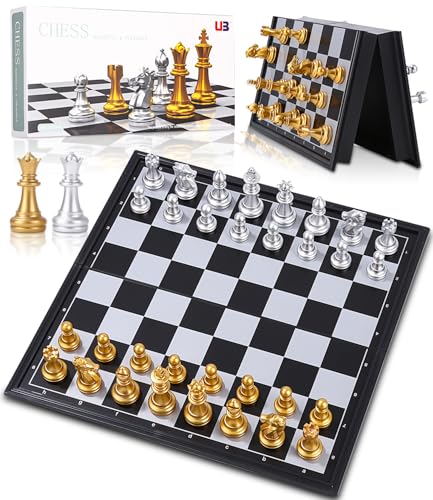 TIDEVAN Juego de Ajedrez Magnético,25X25CM Plegable y Fácil de Llevar para Viaje y Fiesta Tablero Profesional para Niños y Adultos