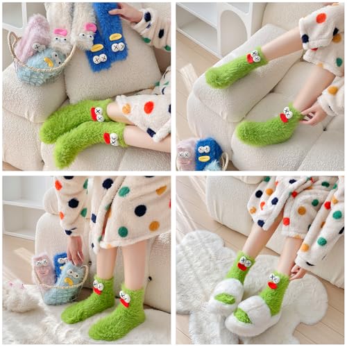 Image of TFTSR Crazy Funny Fuzzy Silly Socks for Kids Women,Girls Fluffy Slipper Novelty Fun Socks,Boy Men Cute Cozy Soft Animal Socks