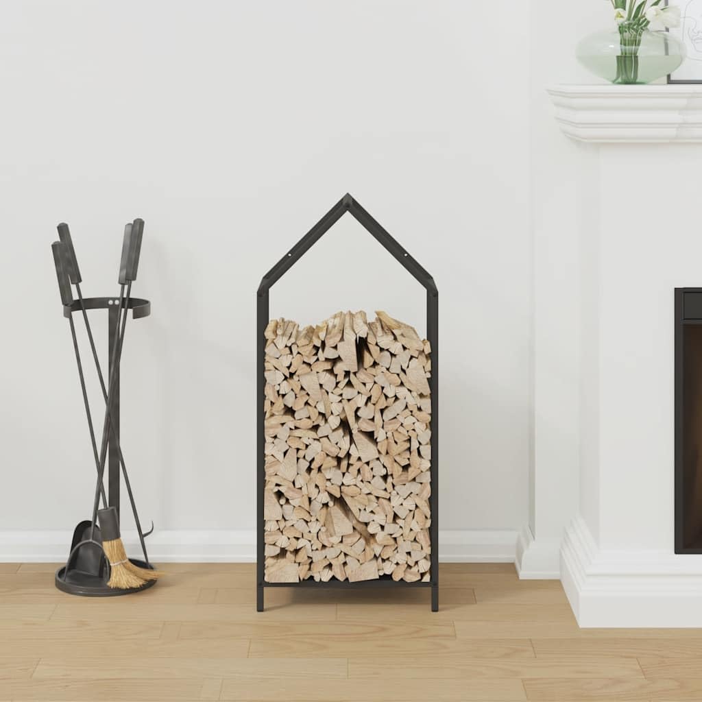 Mangloder Brennholzregal Schwarz aus kaltgewalztem Stahl 40 x 25 x 90 cm, Holzlager für Kamin und Ofen, 100 kg Traglast, für Aufbewahrung, Trocknen, Ordnung im Wohnzimmer, Garten, Terrasse