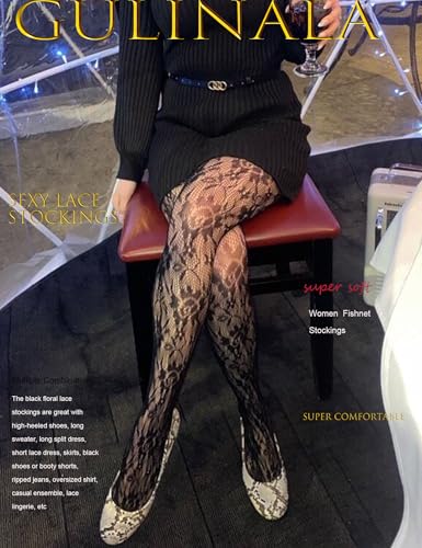 Image of Lace Tights Lace Stockings Sunflower Fishnet Stockings for Women Leggings Floral Pantyhose