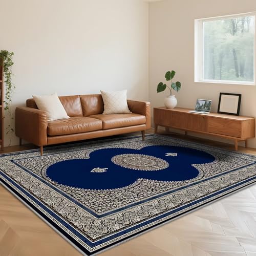 RUGMRZ Alfombra Vintage Salon Suave 160X250cm,Lavable Lavadora,Pelo Corto Clásicos Europeos Azulpara Niña Habitacion,Pasillo,Oficina