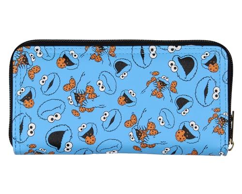 Bioworld Sesame Street Cookie Monster Allover Design Zip Around Closure Faux Leather Wallet For Women2
