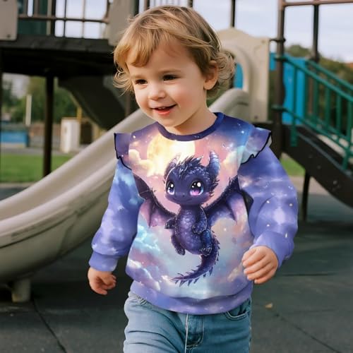 Xpyiqun Girls Crewneck Pullover Tops Ruffle Sweatshirts for Kids 1-8 Long Sleeve T-Shirts Graphic Sweaters4