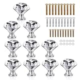 HOMEIDEAS 10PCS 30MM Diamond Crystal Glass Cabinet Knob Cupboard Drawer Pull Handle,3 Size Screws