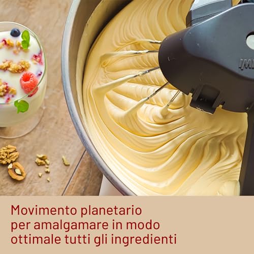 Imetec CakeLover, Impastatrice Planetaria di 5L per Torte, Dolci, Pizza, Pane, Pasta – 1500 W, 6 Velocità, Ciotola in Acciaio Inox, Doppio Gancio, Fruste 5 Imetec CakeLover, Impastatrice Planetaria di 5L per Torte, Dolci, Pizza, Pane, Pasta – 1500 W, 6 Velocità, Ciotola in Acciaio Inox, Doppio Gancio, Fruste