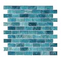 CASAPALACE Glass Backsplash Mosaic Wall Tiles, 5-Sheet Linear Glass Tiles for Kitchen Bathroom Swimming Pool Shower Tiles (Turquoise, 4.8 SQ.FT)
