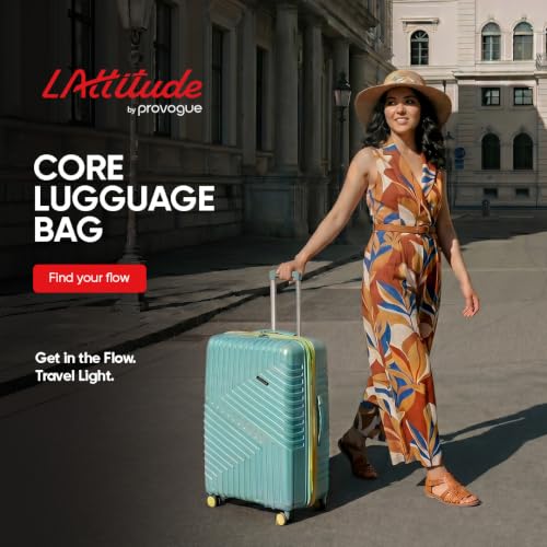 Image of Core Medium Check-in Suitcase 65 cm 24 inch Polypropylene Hard Trolley Bag, 8 Spinner Wheels, Recessed Number Lock, Lightweight Luggage for Men & Women Aegean Blue /Meadow Yellow