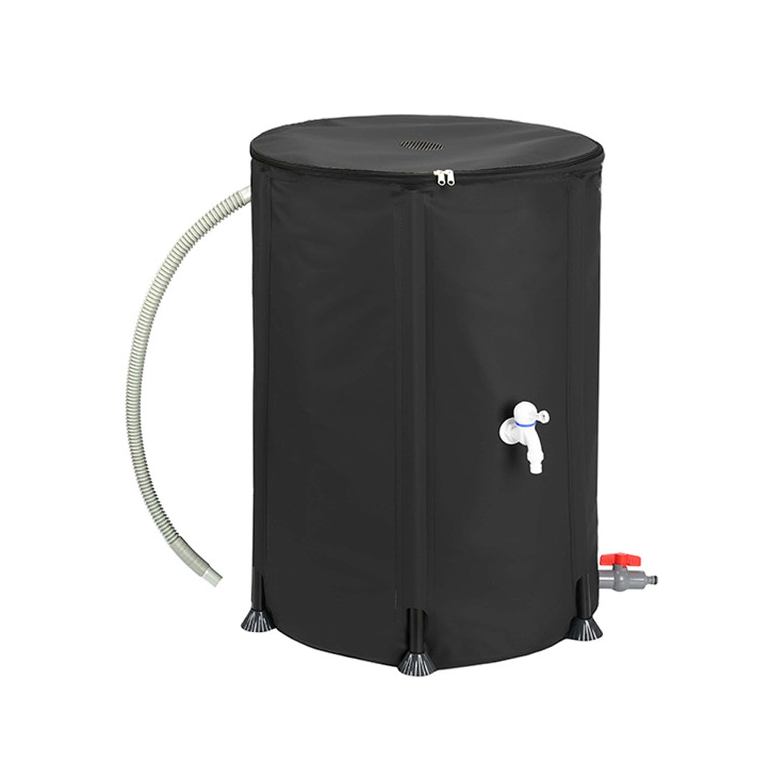 Botte acqua piovana pieghevole antifuga per giardino (nero, 380L) | Serbatoio dell'acqua piovana pieghevole, Contenitore Acqua da Giardino, protezione da trabocco, per giardino