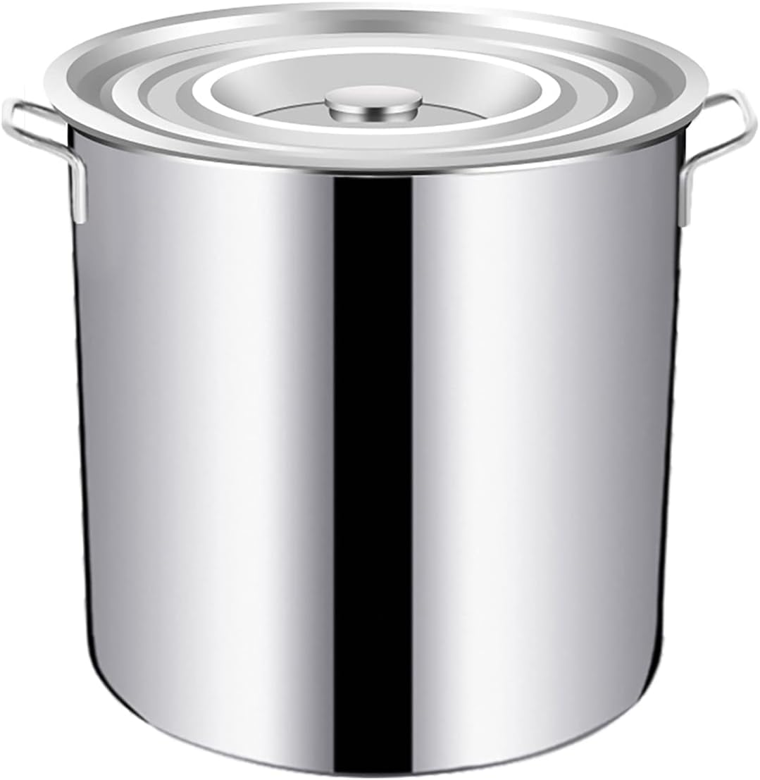 Olla de inducción de acero inoxidable de 25 cm de profundidad, capacidad de 71 litros, diseño duradero de un solo color, perfecto para sopas, guisos y comidas grandes