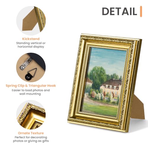Image of upsimples Vintage 5x7 Picture Frame, Antique Gold Frames, 2 Pack