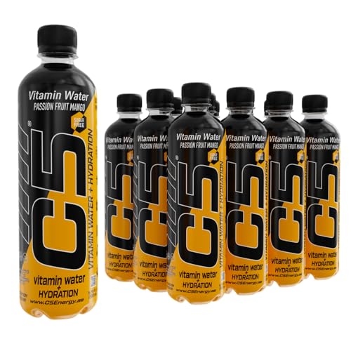 C5 VITAMIN WATER + HYDRATION Mango Electrolytes & Vitamin Water- Zero Sugar 20 Calorie BCAA for Recovery -VIT B VIT C & E ANTIOXIDANT VIT D3 for IMMUNITY - Drink Pack of 12