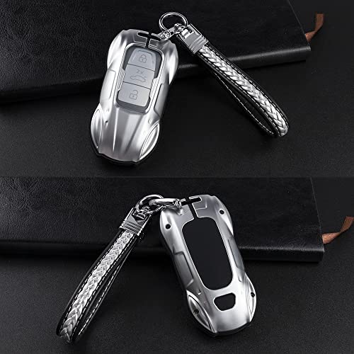 Lecart For Audi Key Fob Cover Full Protection Key Fob Cover Case Car Model Shaped Metal Protector Shell With Keychain For Audi Accessories A3 A6 A7 A8 S6 S7 Rs7 E-Tron #TOP5