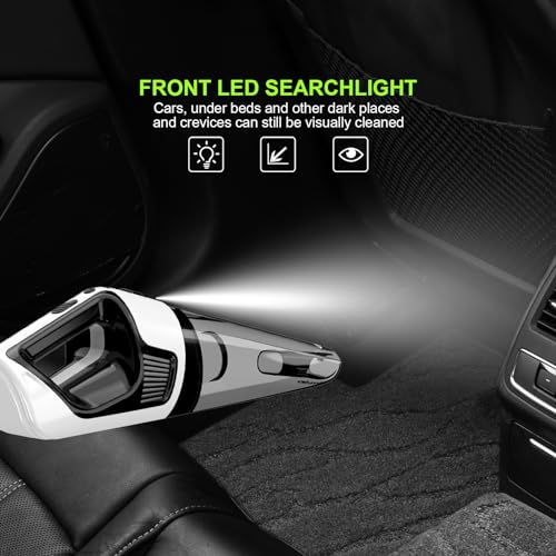 Portable Cordless Handheld Vacuum Cleaner for Home, Car, and Pet Hair - Lightweight with Strong Suction and LED Light