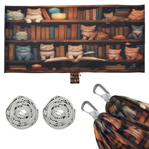 Haskirky Cat on The Shelf Camping Hammock, Single Portable Hammocks with Tree Straps & Attached Carry Bag, 330Lbs Capacity Perfect for Outside Indoor Hiking Beach Backpack Travel