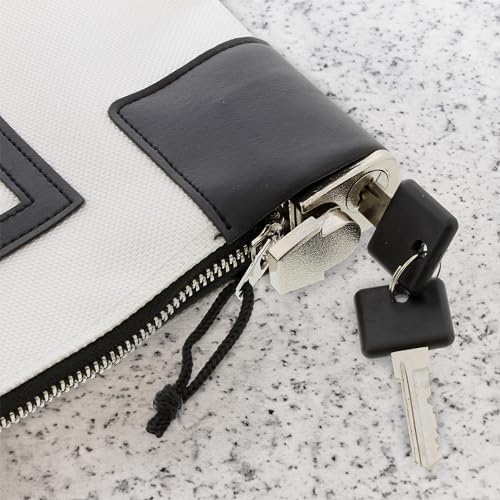 Image of MonMed Locking Storage Box Medicine Box Pill Organizer Travel Medicine Bag with Lock and Key Lock Bag Pouch in White