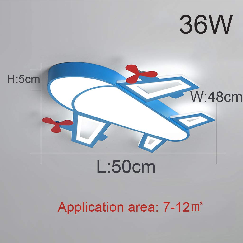 Lampa sufitowa LED do pokoju dziecięcego, sypialni, z motywem kreskówki, niebieskie samoloty, żyrandole, oświetlenie pokoju, kreatywne oświetlenie pokoju dziecięcego, z pilotem zdalnego sterowania, możliwość ściemniania, 50 cm, 36 W