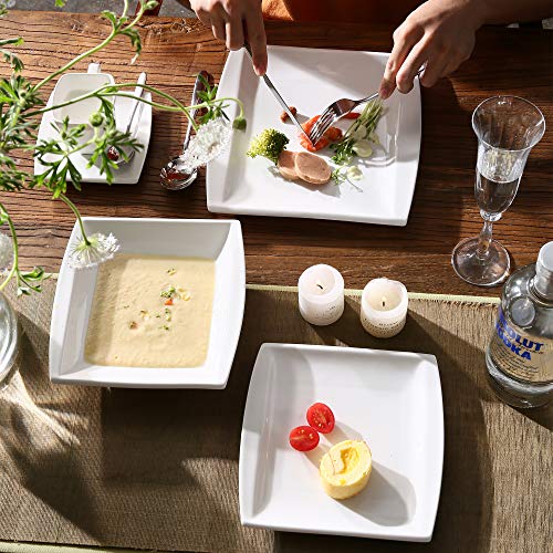 MALACASA serie Blance 60 PCS Vajillas de Porcelana Servicio de Cena con 12 Tazas de café, Platillos, Platos de Postre… - Imagen 6