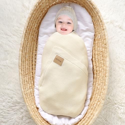Image of Baby Blanket 30 x 40 Inch Soft Knit for Boys & Girls Cotton Nursery Swaddling Blankets Toddler Knitted Crochet Receiving Crib