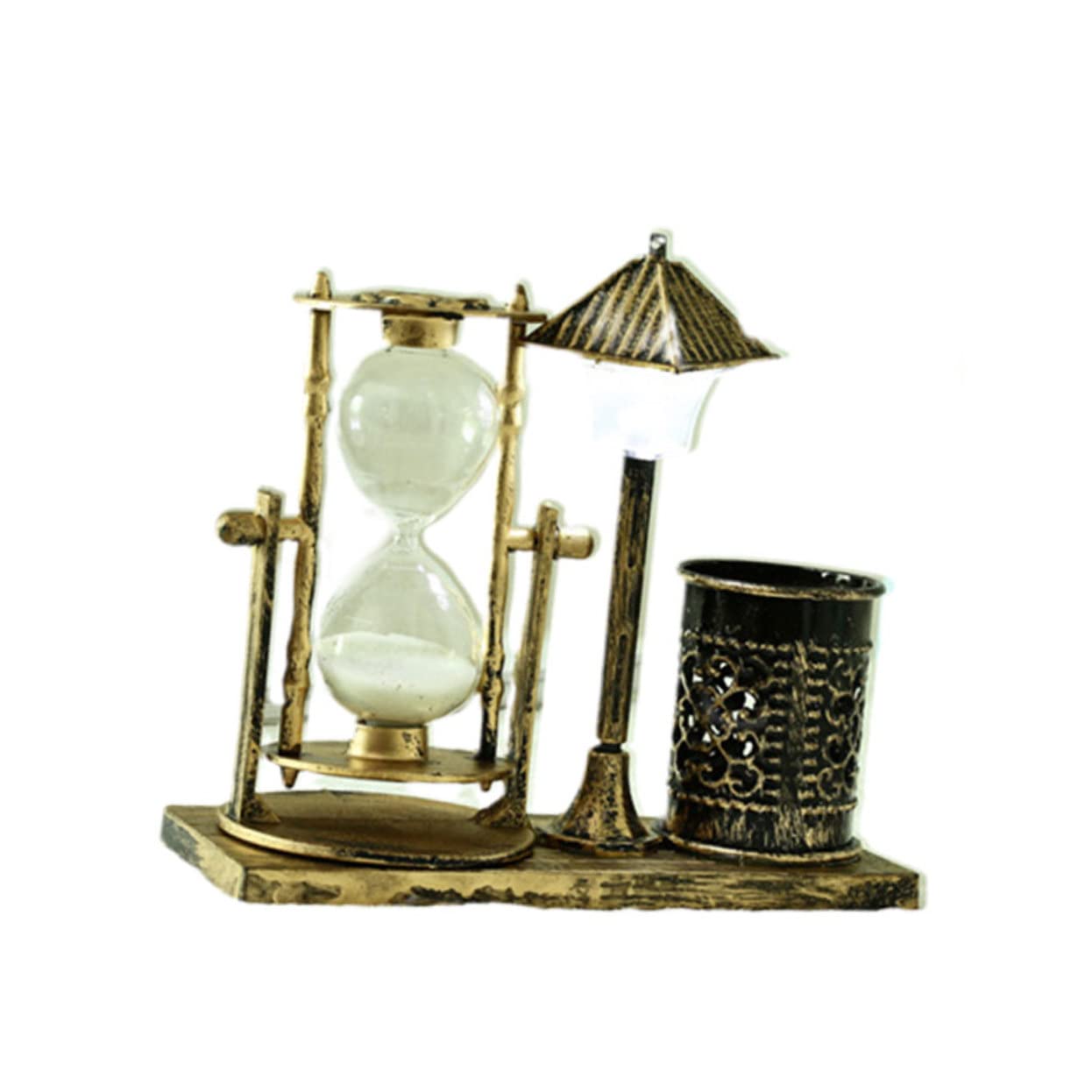 SUPVOX Hourglass Sand Timer Vintage Pen Container Desktop Hourglass Classroom Timer Decorative Sand Timer Makeup Brush Holder Desktop Sand Clock Ornament Sandglass Timer Antique Student