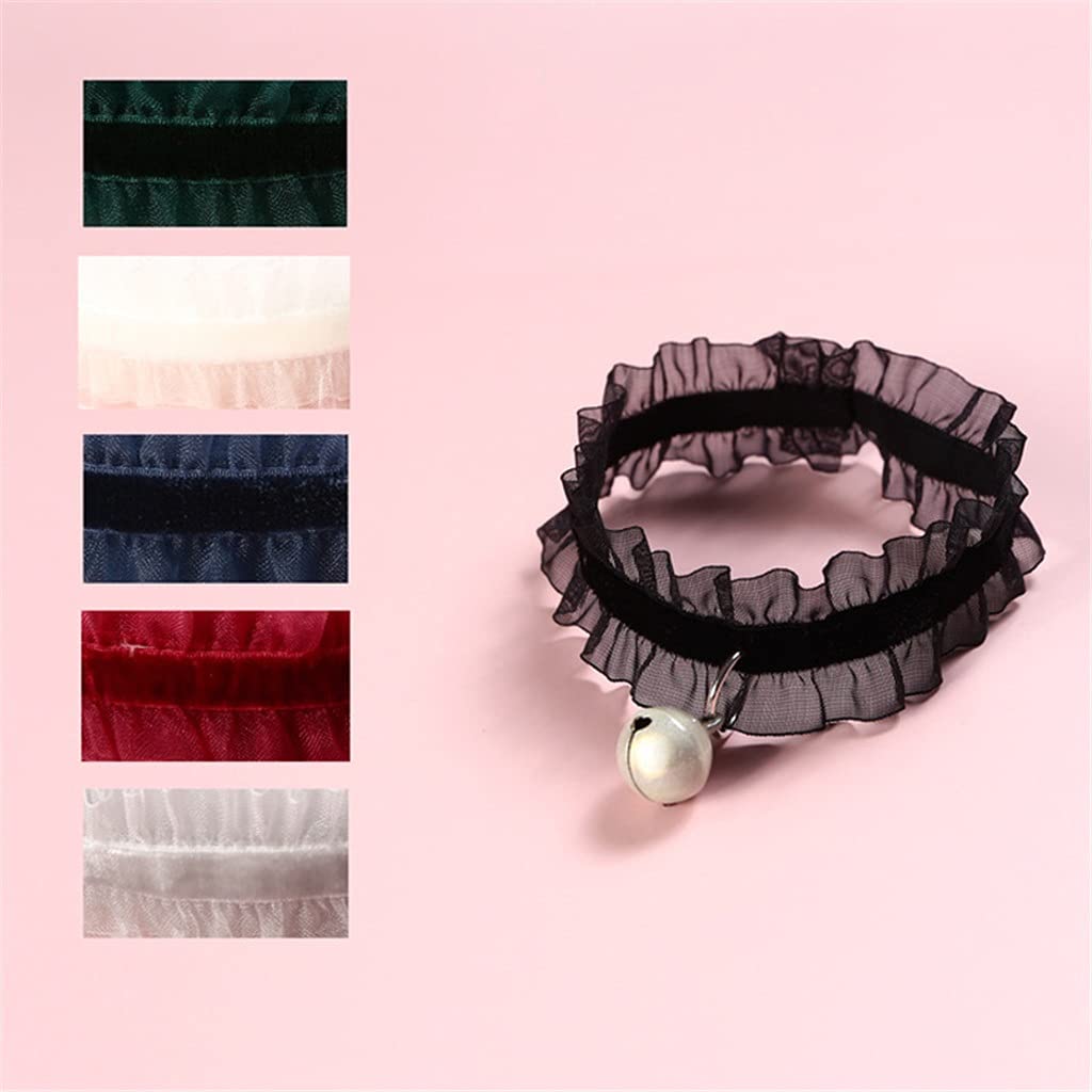 Elasticity Aksamitna koronka Zwierzęta Koty Kołnierz z Dzwonkiem Chihuahua Królik Naszyjnik Bowtie Szczeniak Psy Dzwonki Naszyjniki Akcesoria dla kotów (Sliver Small)