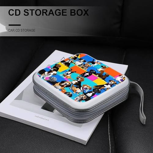 Étui à CD rigide Beagle Patterns, rangement 40 DVD pour la maison