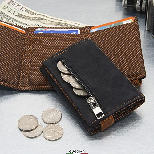 Miniatura 3 de Guggiari Cartera Hombre Cuero De Calidad Cartera Suave Con Monedero, Billetera Y Tarjetero - Billeteras, Cartera Rfid Antirrobo - Carteras, Billetera Hombre Black Rust