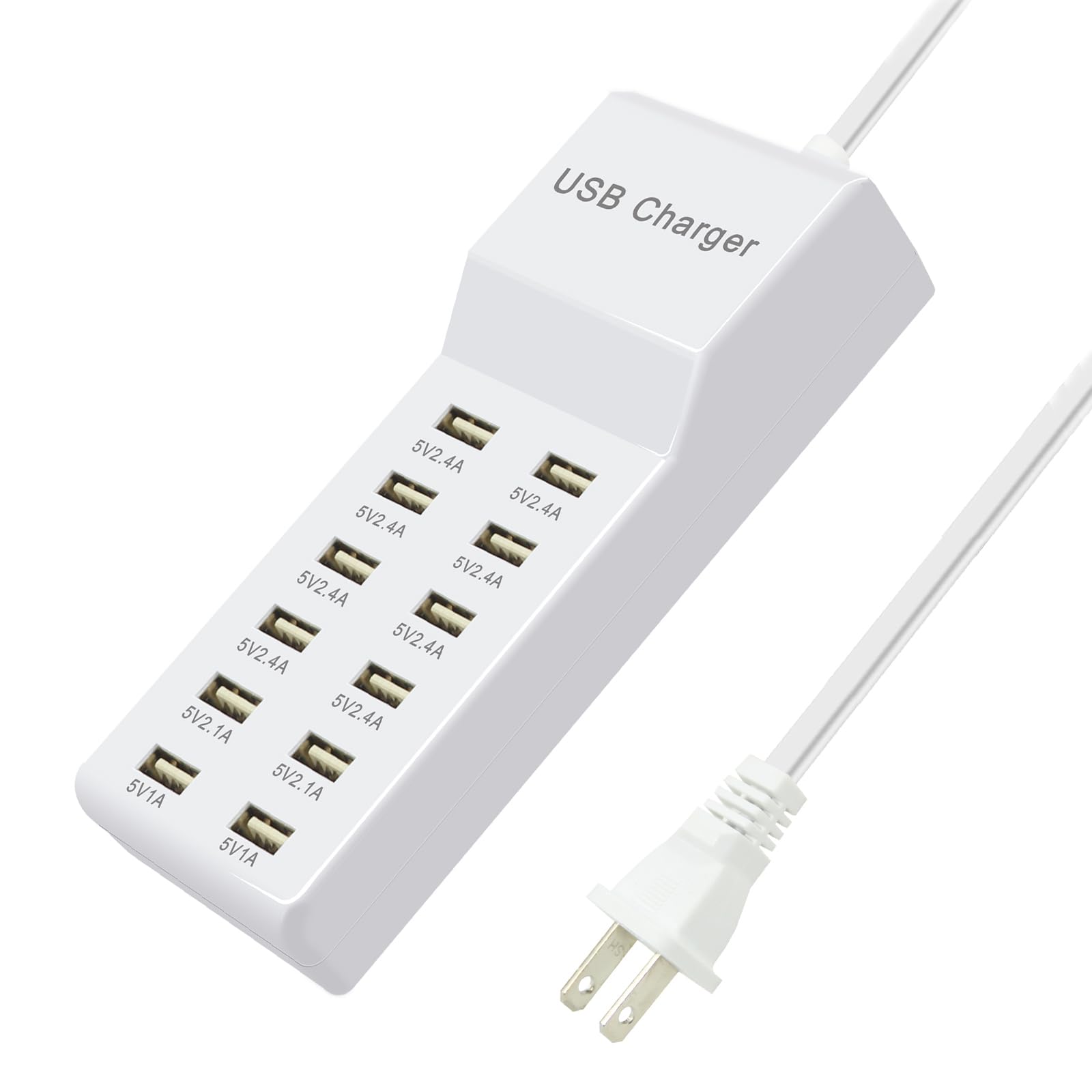 USB Charging Station Wall Charger, Multi-Port Fast Charging Block, Compatible with iPhone, Android Phones, Tablets and Bluetooth Speakers - Compact