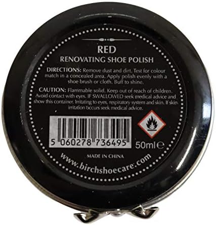 Charles Birch Premium Renovating Shoe Polish 50ml, High Pigment, Cleans Protects Shines inc Carnauba Wax, Lever Open Tin (Red)