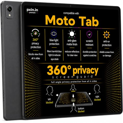 Image of Pxin 360 Pro Privacy Screen guard compatible with Moto Tab | Anti Glare | Anti UV | Anti Blue | Anti Reflection | Privacy Filter | Unbreakable Build