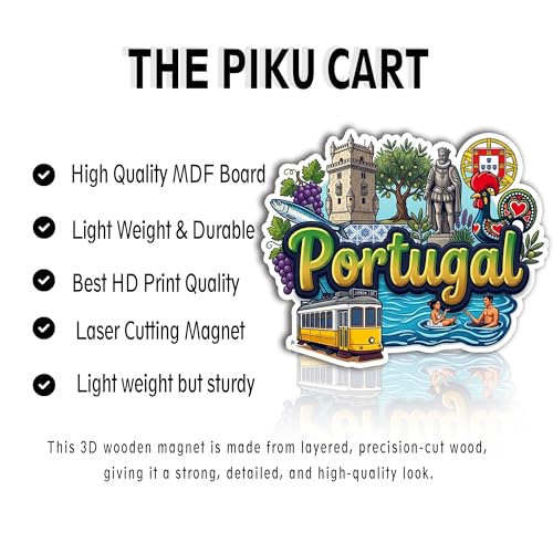 Image of Portugal Fridge Magnet - Premium Engineered Wood, Glossy Finish, HD Print, Precision Laser‑Cut Travel Souvenir Gift, Durable Decorative Refrigerator Magnet