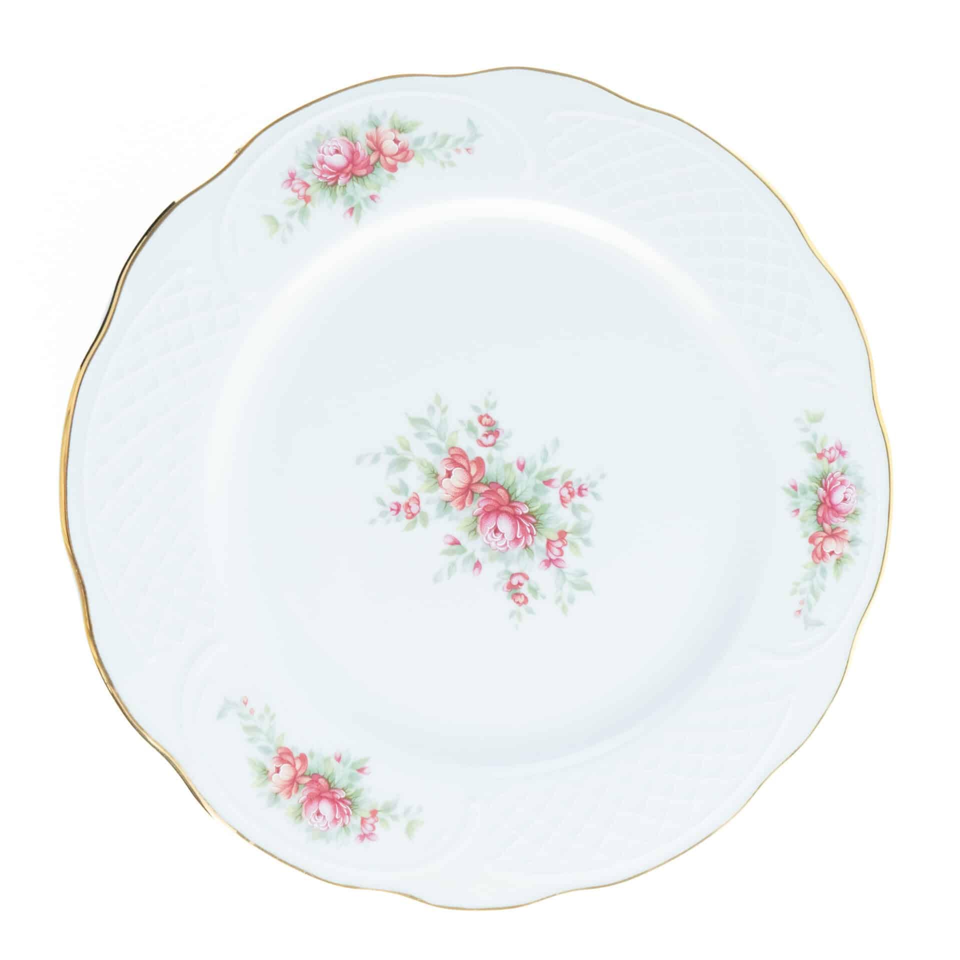 FranquiHOgar Juego de Platos Llanos de Porcelana (6 piezas) Bidasoa Irina con Motivos Florales y Filo de Oro, Vajilla Elegante y Atemporal