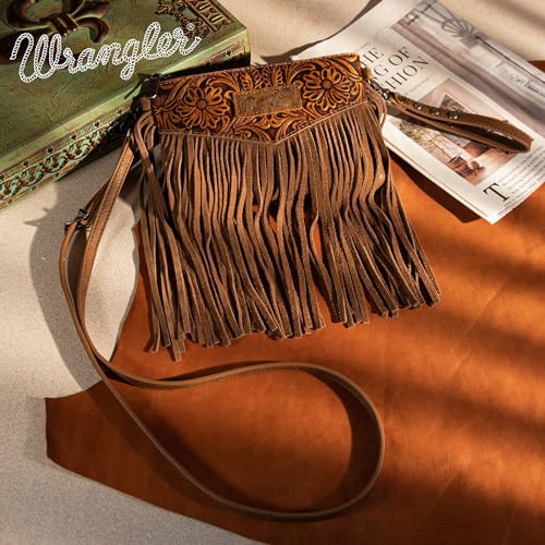 Wrangler Clutch Wristlet Fringe Purse Western Crossbody Bags for Women WG63-181Oakwood