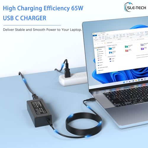 Image of 65W USB C Laptop Charger Compatible with Lenovo ThinkPad X1 Carbon Gen 6 7 8 9,T14 T15 E14 E15 L13,Yoga 7i 9i C740 C930 C940,Chromebook 100e 300e 500e c330 s330,Type C AC Adapter Power Cord