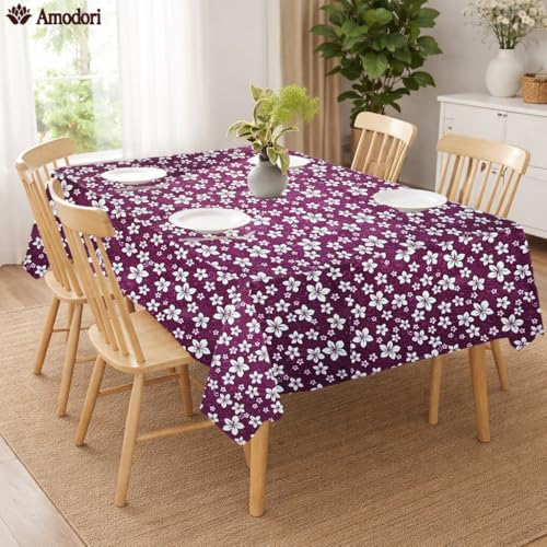 Image of Waterproof Dining Table Cover | PVC Table Protector | Dustproof Spill Proof Cover for Home & Kitchen (floral-19, 40x60 Inches (4 Seater))