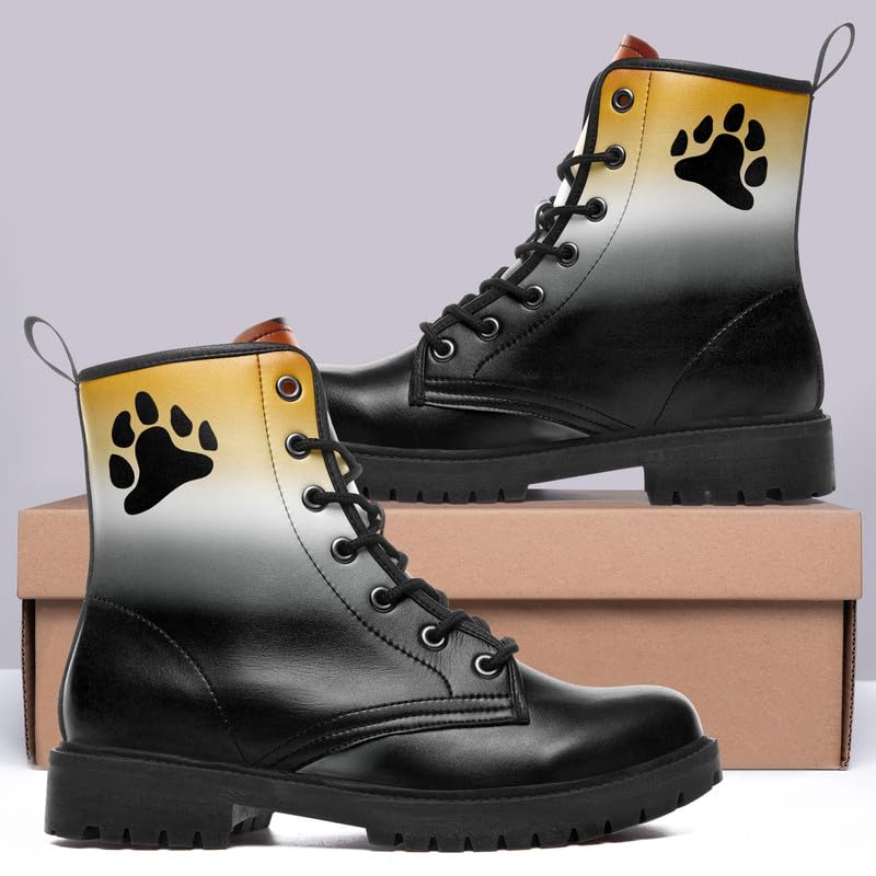 Image of Fashion Ankle Boots For Men Women Floral Mushroom Star Trendy Lace Up Unisex Booties Combat Trendy Street Wear Boots