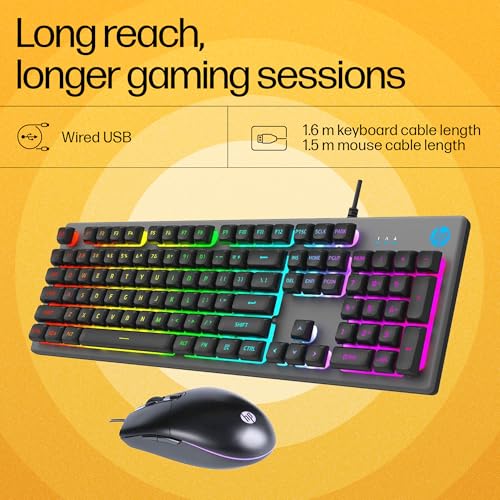 HP KM300F Wired USB Gaming Keyboard and Mouse Set, Membrane Backlit, 26 Keys Anti-Ghosting, 3 LED Indicators & 3D 6K USB Mouse with... - Image 4