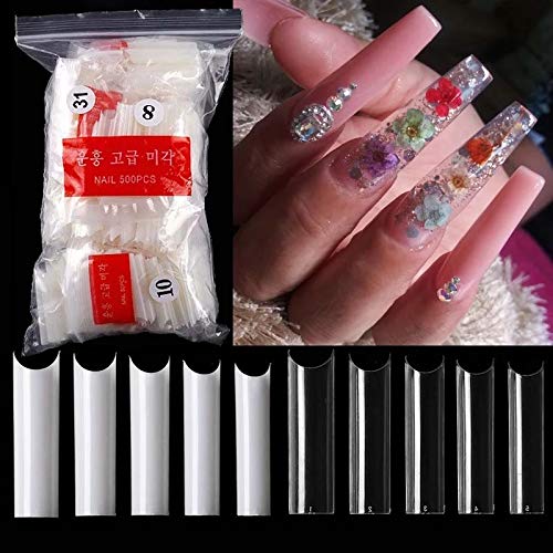 500 uñas postizas acrílicas transparentes miniatura 3