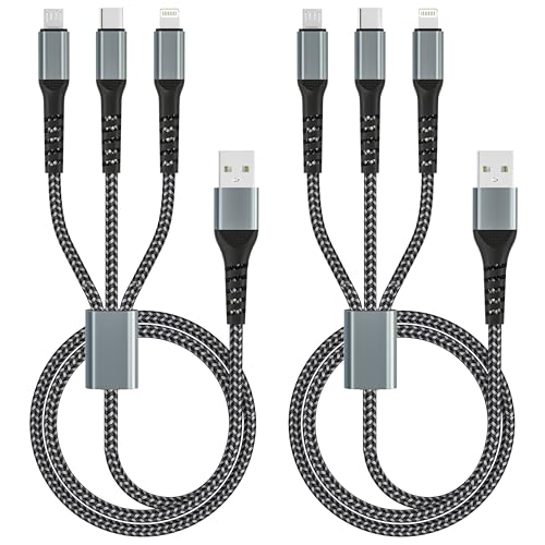 Cable Multiple Cargador 1.2M 2Pack, 3 en 1 Multi Cable de Carga N...