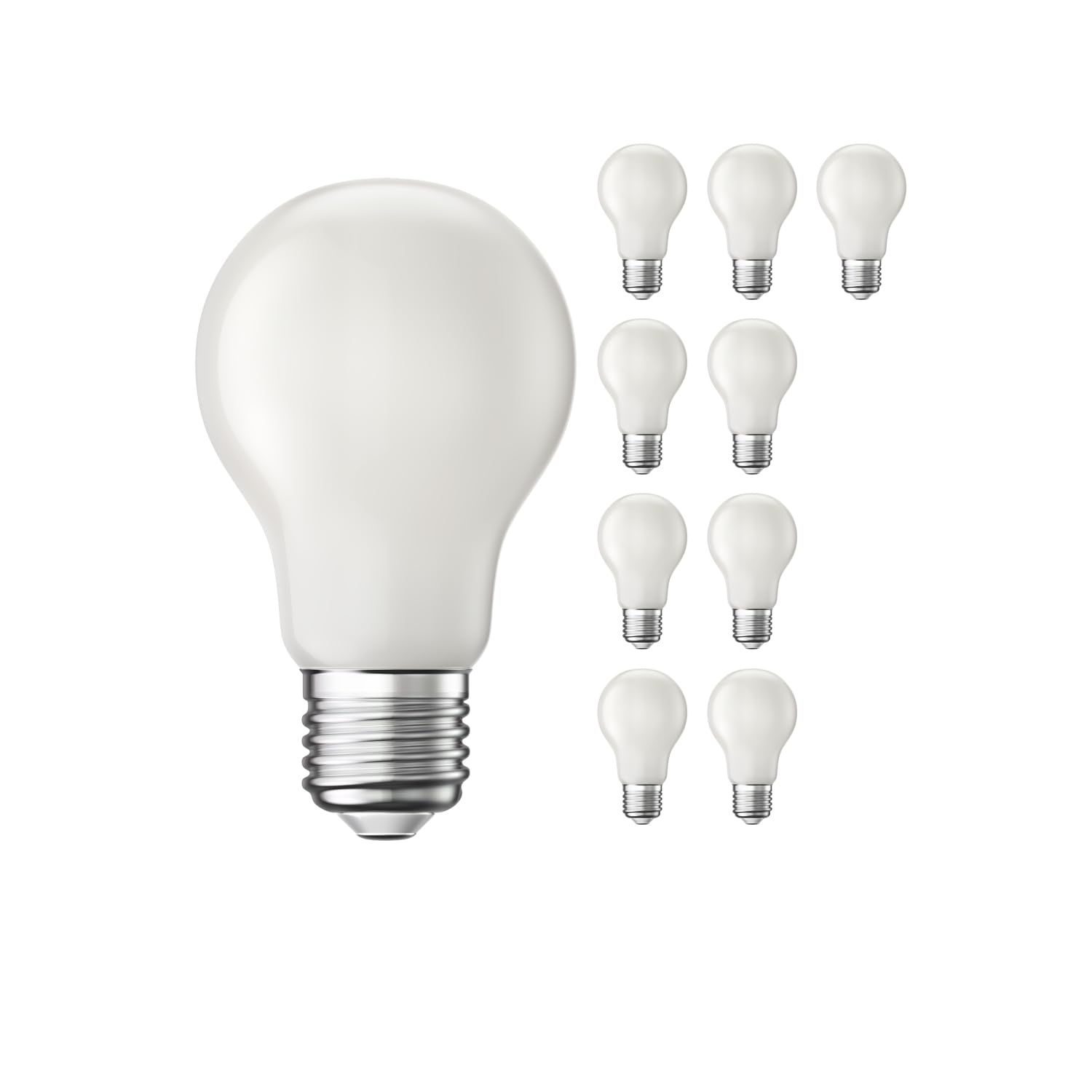 ledscom.de 10x lampadine LED E27, A60, classe di efficienza energetica A, bianco caldo (2700 K), 4 W, 935lm, smerigliate